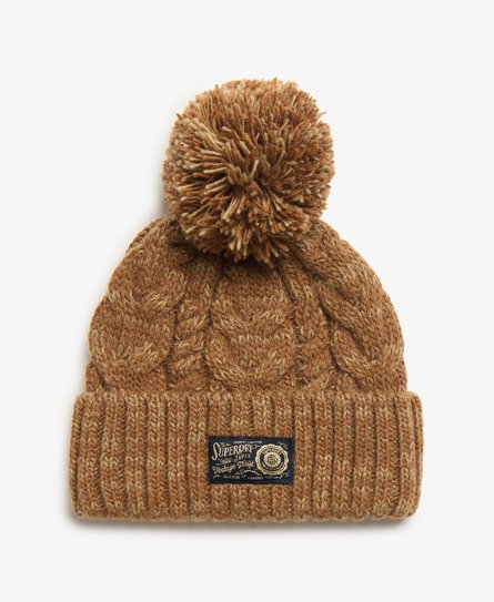 Grove beanie met kabelpatroon