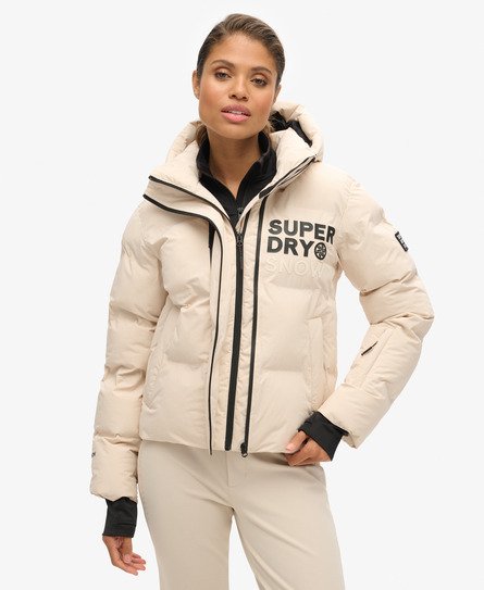 Kastige Ski-Steppjacke mit Kapuze