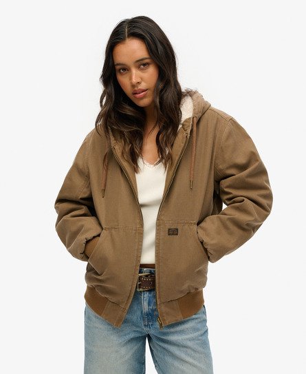 Oversized Vintage Workwear Hooded Bomber Jacket