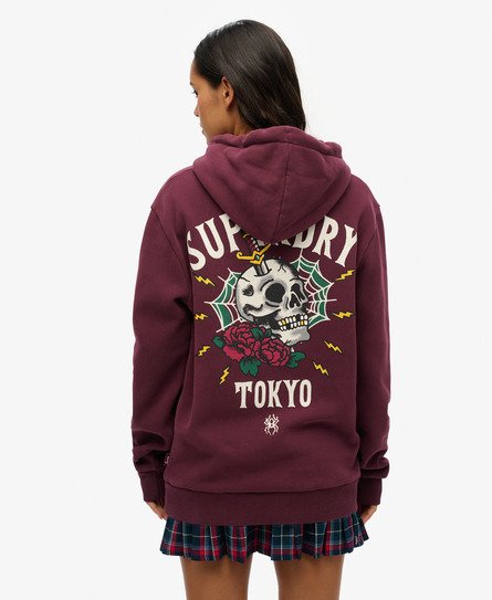 Oversized Tattoo Back Graphic Hoodie