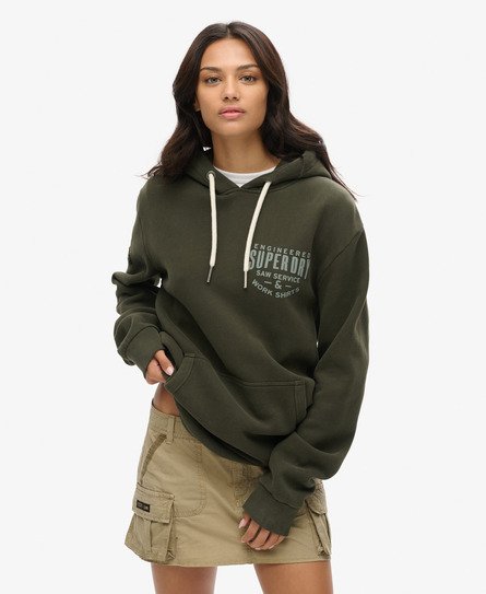 Superdry Vrouwen Oversized Machined Goods Workwear Hoodie Groen