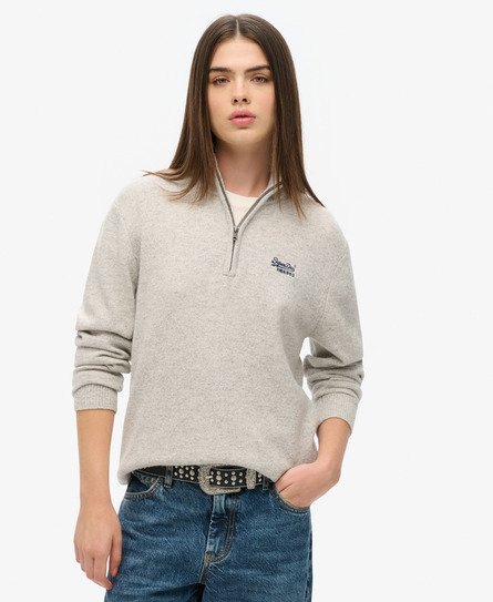 Essential Embroidered Knitted Half Zip Jumper