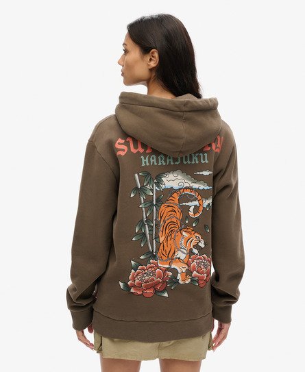 Superdry Vrouwen Tattoo Hoodie met Print Khaki