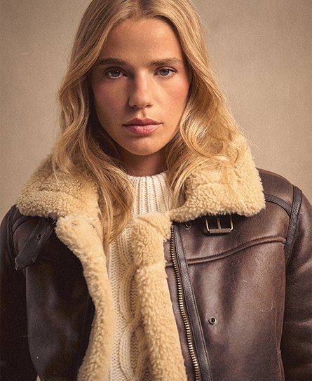 Faux Shearling Cropped Aviator Jacket