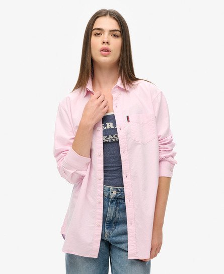 Superdry Vrouwen Oxford-overhemd met Lange Mouwen Roze