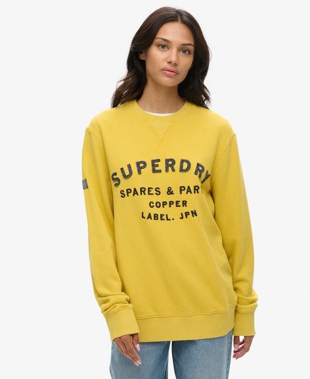 Superdry Vrouwen Oversized Workwear Sweatshirt met Applicatie Geel