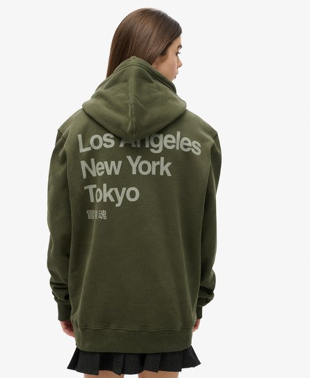 Superdry Vrouwen Core Logo City Hoodie met Losse Pasvorm Khaki