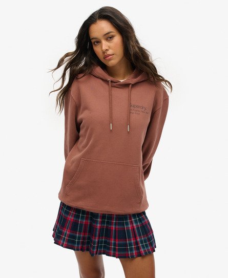 Superdry Vrouwen Core Logo City Hoodie met Losse Pasvorm Bruin