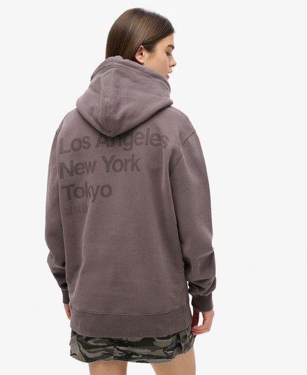 Superdry Vrouwen Core Logo City Hoodie met Losse Pasvorm Grijs