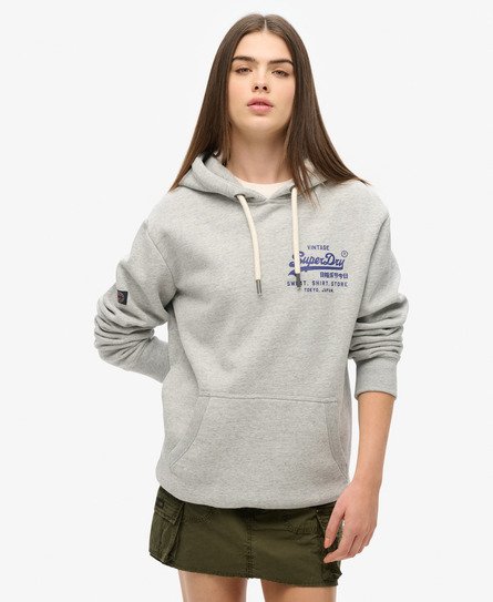 Superdry Vrouwen Hoodie met Classic Vintage-logo Grijs