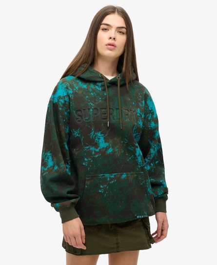 Superdry Vrouwen Utility Camo Hoodie met Logo en Losse Pasvorm Khaki