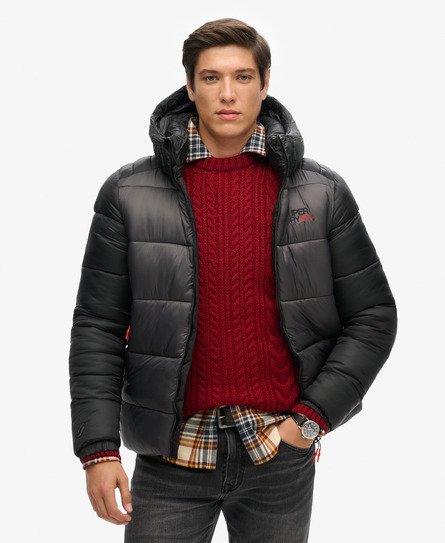 Hooded Colour Block Sports Puffer Jacket