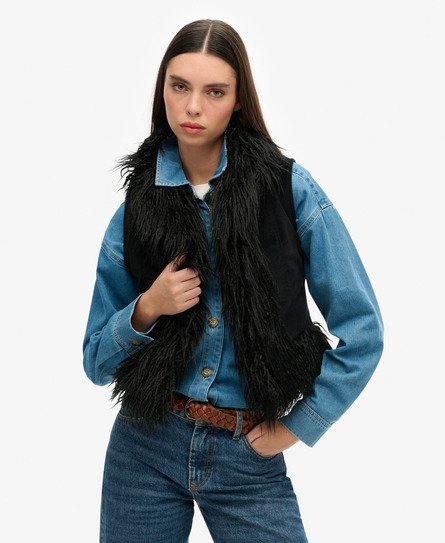 Faux Fur Lined Afghan Cropped Gilet