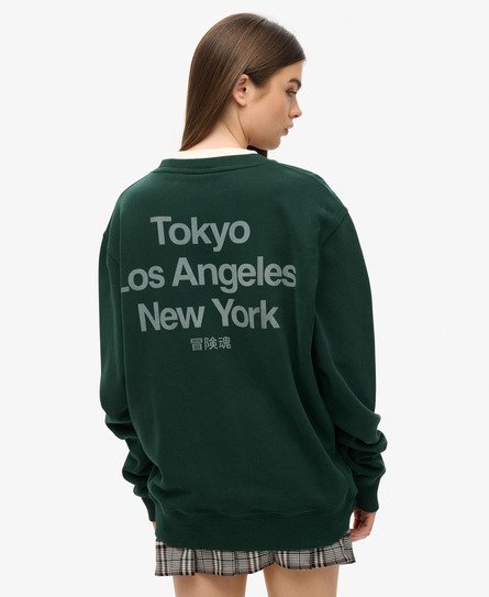 Oversized Core Logo City Loose Crew Sweatshirt