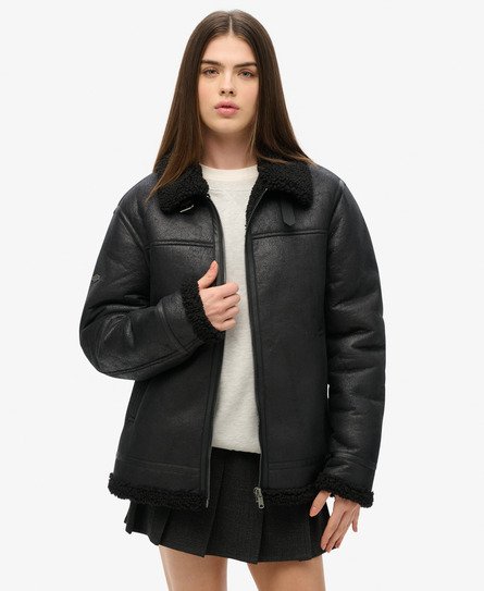 Veste aviateur oversize en peau de mouton synthétique