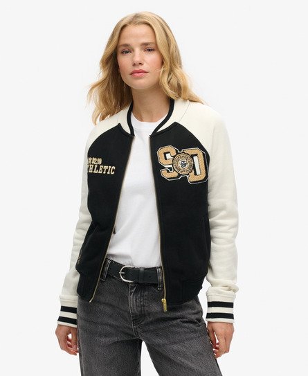 College Bomberjacke aus Jersey mit Grafik