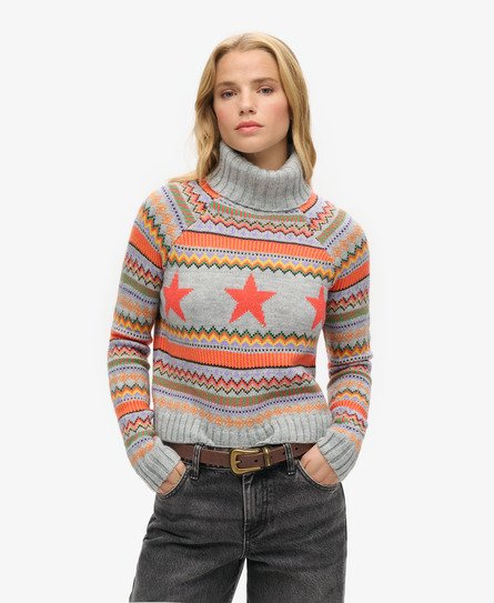 Maglione a collo alto a righe con maniche raglan