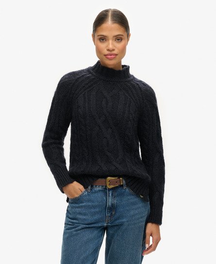 High Neck Cable Knit Jumper