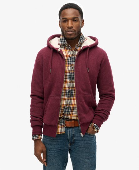 Essential hoodie met rits en borgvoering