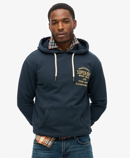 Sudadera con capucha y gráfico flocado en el pecho Workwear