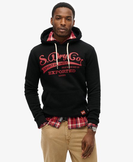 Superdry Mannen Classic Spirit Hoodie Zwart