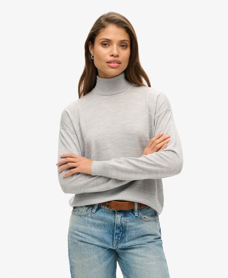 Merino Drop Shoulder Roll Neck Jumper