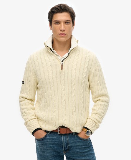 Cotton Classic Cable Henley Sweatshirt