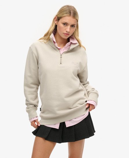 Oversized Essential Logo Henley Sweatshirt