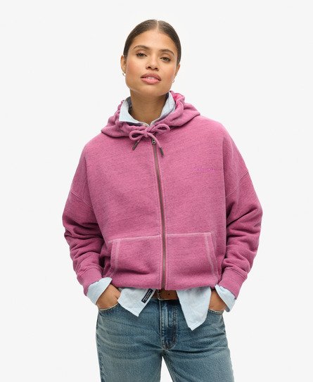 Essential Logo Overdyed Zip Hoodie 