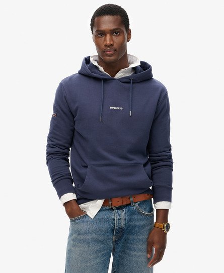 Superdry Mannen Effen Hoodie Blauw