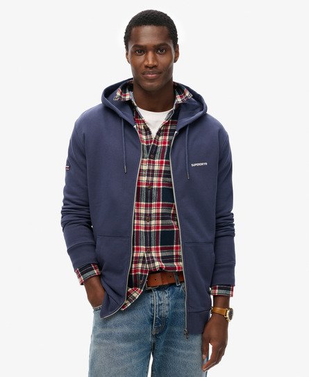 Superdry Mannen Effen Hoodie met Rits Blauw