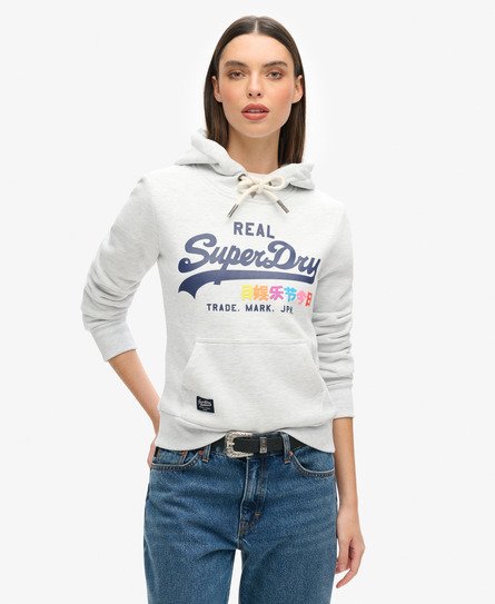 Superdry Vrouwen Vintage Logo Pop Hoodie Lichtgrijs