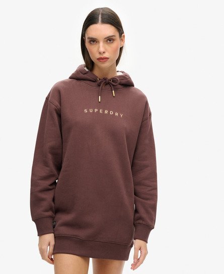 Luxe hoodiejurk met metallic logo