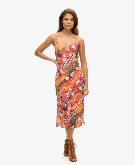 Midi-slip camikjole med print