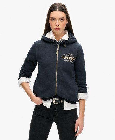 Luxe Metallic Logo Zip Hoodie