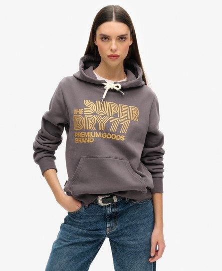 Hoodie met retro-glitterlogo