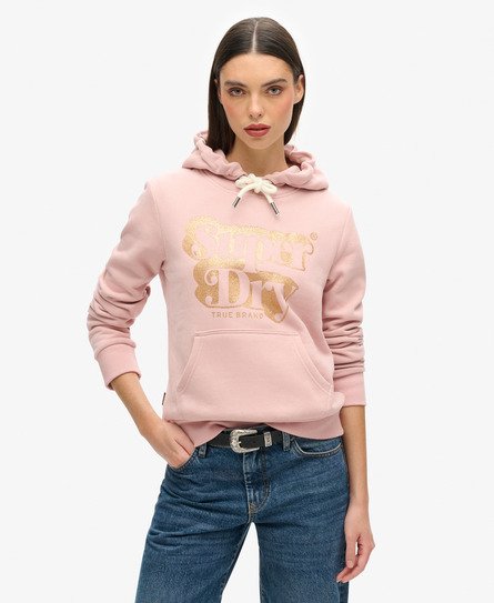 Hoodie met retro-glitterlogo