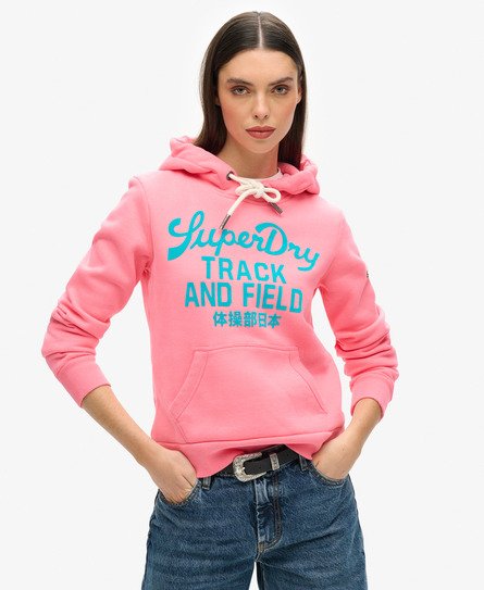 Superdry Vrouwen Varsity Hoodie met Flockprint Roze