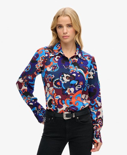 Camisa ajustada estampada de los 70