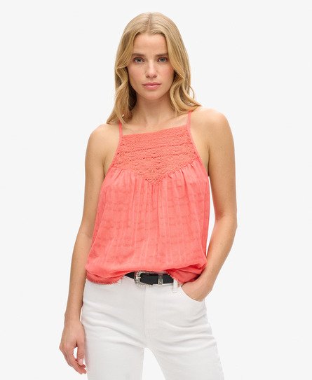 Camisole strandtop med blonder