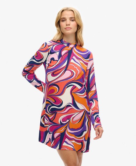 Long Sleeve Printed Mini Dress