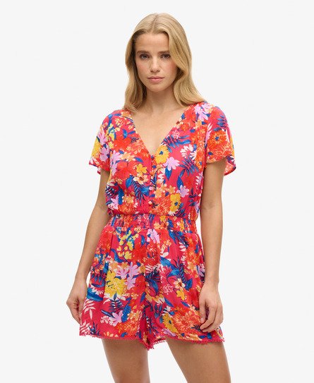 Beach playsuit met korte mouwen