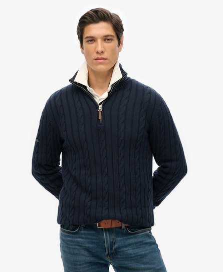 Cotton Classic Cable Henley Sweatshirt