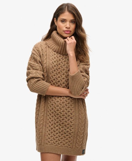 Roll Neck Cable Jumper Dress