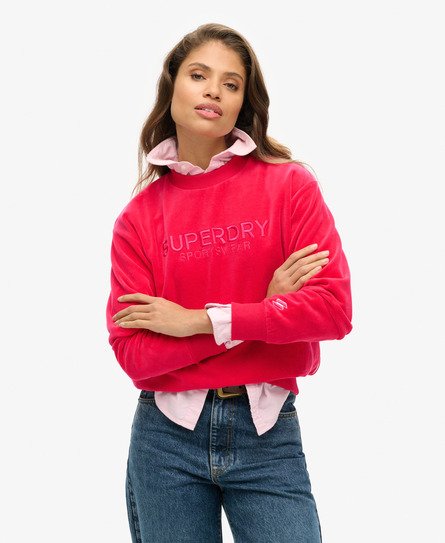 Velour Graphic Boxy Crew Sweatshirt