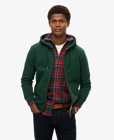 Superdry Mannen Essential Logo Hoodie met Rits Groen