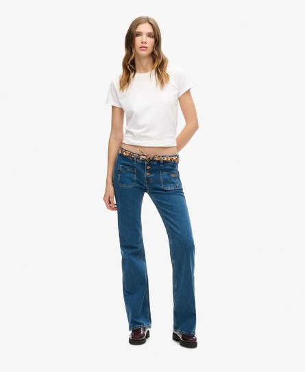 Slimfit Vintage Flare Jeans van biokatoen met lage taille