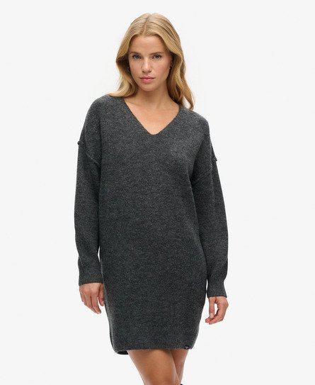 V Neck Knit Jumper Dress