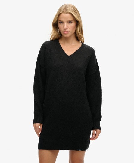 Robe pull en maille à col en V