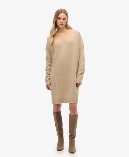 Oversized V Neck Jumper Dress